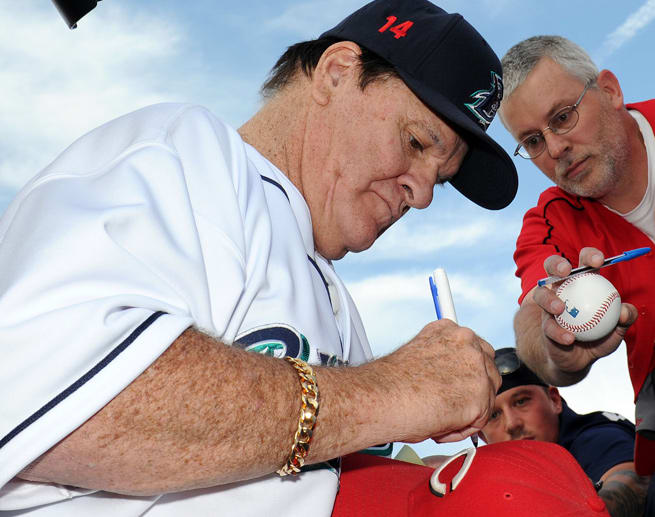 Pete Rose was the manager of the independent league Bridgeport Bluefish for one game on Monday.